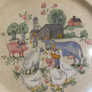 Chit Chat International China Stoneware Farmhouse Scene Dinner Plate